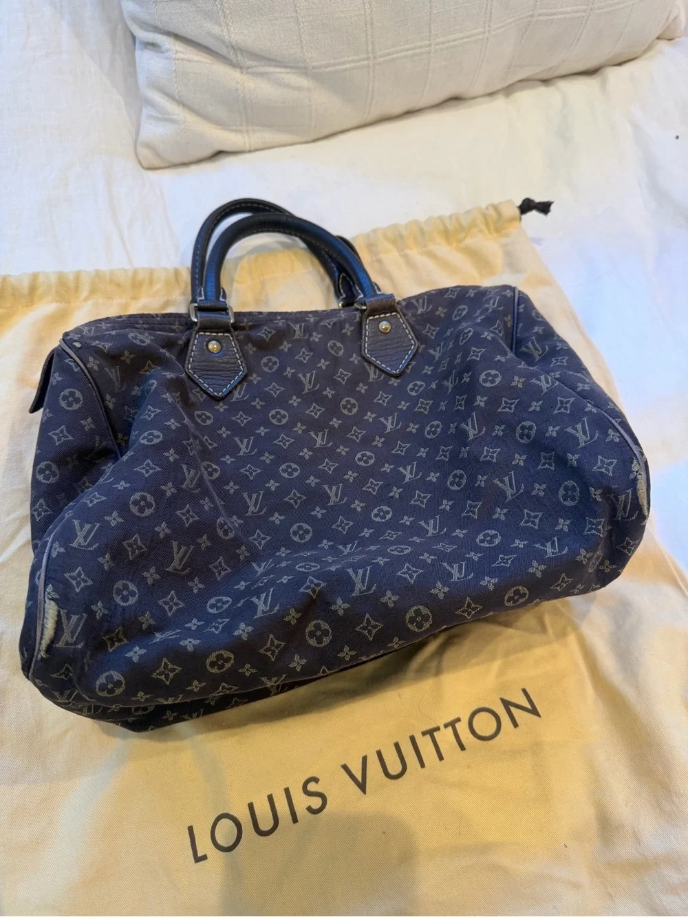 Authentic Louis Vuitton Brown Monogram Satchel with Dark Brown Handles